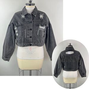 💚 3449. Fringe Black Denim Jacket